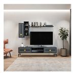 Tocco Mobilya Antrasit Mahur Kitaplıklı Raflı Sehpa Tv Ünitesı