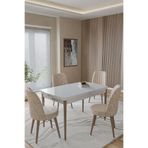 TOCE HOME Helmo Serisi 80X130 Açılır Masa Yemek Odası Takımı, Mutfak Takımı 4 Adet Sandalye