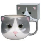 ToCooTo Kedi Kupası 14oz Sevimli Seramik Kahve Kupası Kadınlar için 3D Porselen Çay Kupası Kawaii Kupası Kedi Severler için Kedi Hediyeleri Noel Hediyeleri Yeni Eve Taşınma Tatili Kadınlar için Doğum