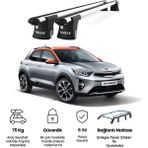 Today Auto Trio-I Kia Stonic (2017 ve Sonrası) Uyumlu Kilitli Ara Atkı 120CM Port Bagaj Tavan Barı - Gri