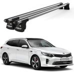 Today Auto Trio-Iı Kia Optima Kombi (2016 ve Sonrası) Uyumlu Kilitli Ara Atkı 120CM Port Bagaj Tavan Barı - Açık Gri