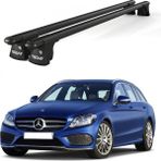 Today Auto Trio-Iı Mercedes C-Class Kombi (2015 ve Sonrası) Uyumlu Siyah Kilitli Ara Atkı 120CM Port Bagaj Tavan Barı - Kilitli tavan barı