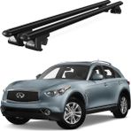 Today Auto Venüs Infiniti QX70 (2013 ve Sonrası) Uyumlu Siyah Ara Atkı Port Bagaj Tavan Barı - Siyah tavan barı seti