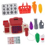 Toddmomy 1 Set Rol Yapma Oyunu Kasa Oyuncağı: Çocuklar İçin Market Oyun Seti - Mini Hesap Makinesi Gıda Alışveriş Arabası Tarayıcı Para - Okul Öncesi Matematik Becerileri İçin Sayma Erkek