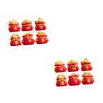 Toddmomy 2 Takım Şanslı Çanta Bibloları Oyuncak Bebek Evi Aksesuarları Servet Refah Heykelcik Çin Yuanı Bao Servet Heykelcik Çin Feng Shui Kupası Hazine Kasesi Reçine Kırmızı 6 Adet * 2