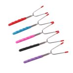 Toddmomy Telescopic Set 5 Açık Pişirme Ocağı Açık Ocak Kamp Ateşi Pişirme Kapları Plaj Gezi Tencere Barbekü Smore Çatallar Silikon Saplı Teleskopik Kavurma Çubukları Kamp Barbekü Çatalı
