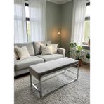 Todek Home Krom Metal Ayaklı Kapucıno Puf / Bench - 120x35 - Açık Kahverengi