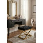 Todek Home Nexus Babyface Kapitoneli Puf - Gold Metal x Ayaklı Modern Bench (50X40 Cm) - 50 x 40 cm - Siyah