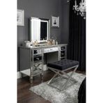 Todek Home Nexus Babyface Kapitoneli Puf - Krom Metal x Ayaklı Modern Bench (50X40 Cm) - 50 x 40 cm - Siyah