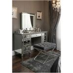 todek home Nexus Babyface Kapitoneli Puf - Krom Metal X Ayaklı Modern Bench (50x40 cm)