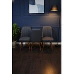 Todek Home Nora 3 Adet Sandalye - Nubuk Kumaşlı Sandalye | Modern Ahşap Ayaklı Yemek & Çalışma Sandalyesi | Minimal Tasarım - Antrasit