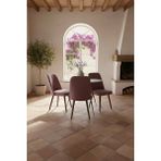 Todek Home Nora 3 Adet Sandalye - Nubuk Kumaşlı Sandalye | Modern Ahşap Ayaklı Yemek & Çalışma Sandalyesi | Minimal Tasarım - Pembe