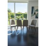 Todek Home Nora 4 Adet Sandalye - Nubuk Kumaşlı Sandalye | Modern Ahşap Ayaklı Yemek & Çalışma Sandalyesi | Minimal Tasarım - Krem