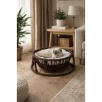 Todek Home Orbit Modern Kedi Yatağı - Örgü Tasarım Yerden Yüksek Kedi Hamamağı - Lüks Minderli Kedi Yuvası - Kahverengi
