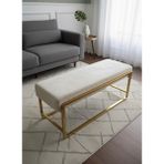 Todekhome Elora Gold Metal Ayaklı Krem Puf / Bench - 35x120 - Altın