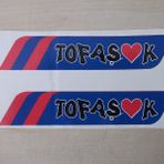 Tofaşk Sticker 2li Takım 11,5x2,5cm Ayna Sticker Tofaş Yazısı - Tofaşk Arması, Etiketi, Çıkartması