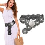 TOFBS Kadın Deri Vintage Kemerler Bayan Kemerleri Ayarlanabilir Kemerler Moda Kadın Aksesuarları Elbise Kot Şort için(Gümüş)