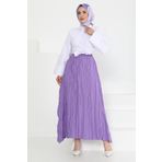 TOFİSA Beli Lastikli Kırışık Etek Lila - 27013