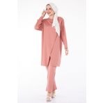 TOFİSA Düz Bisiklet Yaka Kadın Pembe Spor Tunik Pantolon İkili Takım -