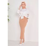 TOFİSA Düz Orta Kadın Taba Kalem Etek - 23054