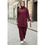 TOFİSA Tunik Pantolon Modal İkİli Takım Bordo - 28004-BORDO