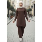TOFİSA Tunik Pantolon Modal İkİli Takım Kahve - 28004-KAHVE