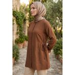 TOFİSA Yanları Bağcık Detaylı Çilek Tunik - 1302-KAHVE