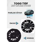 Togg T10f Sedan Jant Kaplama Sticker Set - 19 " Parlak Siyah