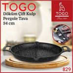 Togo Döküm Çift Kulplu Pergole Tava 34 cm Siyah Renkli Çok Amaçlı Kullanım İçin