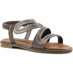 Togo Kadın Taşlı Düz Sandalet [060139], Platin, 40