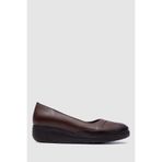 TOGO Kahve – Kahve Floater Hakiki Deri Kadın Dolgu Topuk Ayakkabı [060276]