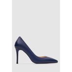 TOGO Lacivert Hakiki Deri Kadın Stiletto Ayakkabı [060068] - 13 Pont (8.7 cm) Topuk