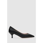 TOGO Siyah Hakiki Deri Kadın Stiletto Ayakkabı 7 Pont (4.7 cm) [060066]