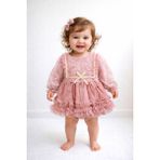 Togy Baby Kids Wear Vivienne Rose Kız Bebek Özel Gün, Doğum Günü Gül Kurusu Tül Elbise - 3 - 6 Ay