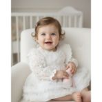 Togy Baby Ve Kids Wear Laura Baby Kız Bebek Çocuk Doğum Günü/özelgün /parti Romper Elbise - 6 - 9 Ay - Beyaz