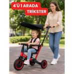 Toha 4in1 Çocuk Bisikleti -Tenteli Ebeveyn Kontrolu-Denge Bisikleti-3 Teker & 2 Teker Bisiklet - Kırmızı