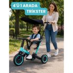 Toha 4in1 Çocuk Bisikleti -Tenteli Ebeveyn Kontrolu-Denge Bisikleti-3 Teker & 2 Teker Bisiklet - Mavi
