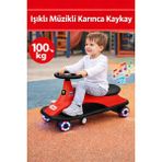 Toha Royal Karınca Kaykay Işıklı & 12 Müzikli - 100 kg Taşıma Kapasiteli Swing Car - Kiraz Kırmızısı
