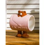 Tohana 3D Ayı Figürlü Seramik Kupa 438 ml - Açık Pembe
