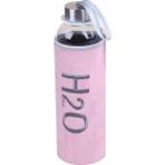 Tohana 600 ml Polar Kılıflı Cam Su Matarası Su Şişesi Pembe