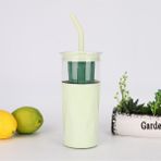 Tohana H2o 5'i 1 Yerde Çelik Pipetli Cam Detox Kupa Temizleyici Hediyeli 650 ML - Yeşil