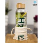 Tohana H2O Bambu Kapaklı Cam Matara Bez Kılıf Hediyeli 600 ml - Beyaz
