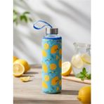 Tohana H2O Limon Desenli Kılıflı Cam Matara 500 ml - Mavi