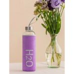Tohana H2O Peluş Kılıflı Cam Matara 600 ml Açık Mor - Renk Seçenekli