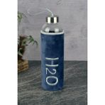 Tohana H2O Peluş Kılıflı Cam Matara 600 Ml. - Lacivert