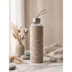 Tohana H2O Peluş Kılıflı Cam Matara 600 ml Sütlü Kahverengi - Renk Seçenekli