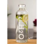 Tohana H2o Yazılı Borosilikat Cam Matara Beyaz - H2o Borosilikat Cam 1 Litre Matara Beyaz