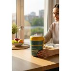 Tohana Kulplu Çelik Sefer Tası - Yemek Termosu Saklama Kabı 2 Katlı Mavi 710 Ml. 304 Çelik
