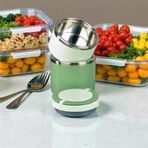 Tohana Kulplu Çelik Sefer Tası - Yemek Termosu Saklama Kabı 2 Katlı Yeşil 930 Ml.