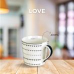 Tohana Porselen Kupa 400ML Love Serisi Desen1 - Beyaz - 6 Adet